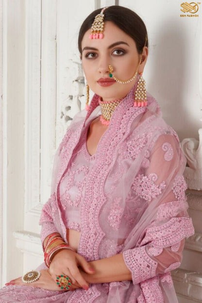 Pink Lehenga with Cording Embroidered Blouse