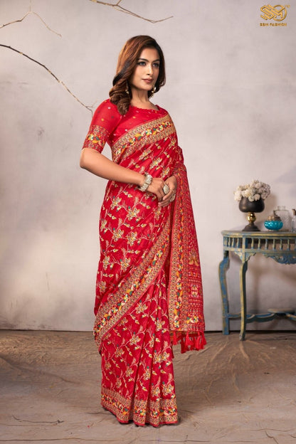 Pashmina Cotton Designer Weaving Saree with All over Thread