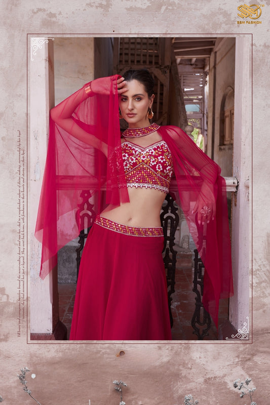 Rani Pink Ready Made Lehenga Set