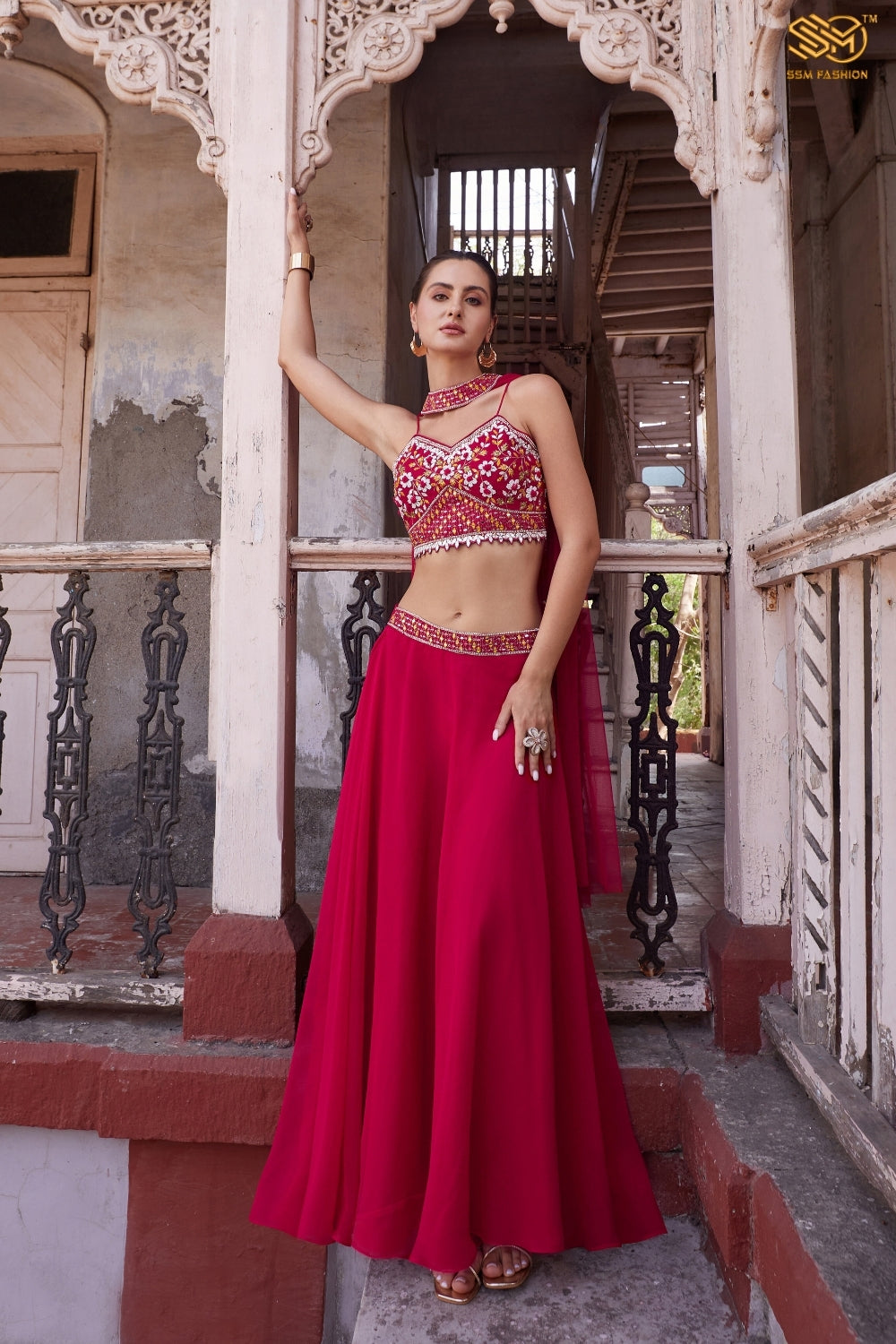 Rani Pink Ready Made Lehenga Set