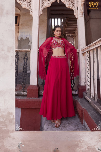 Rani Pink Ready Made Lehenga Set