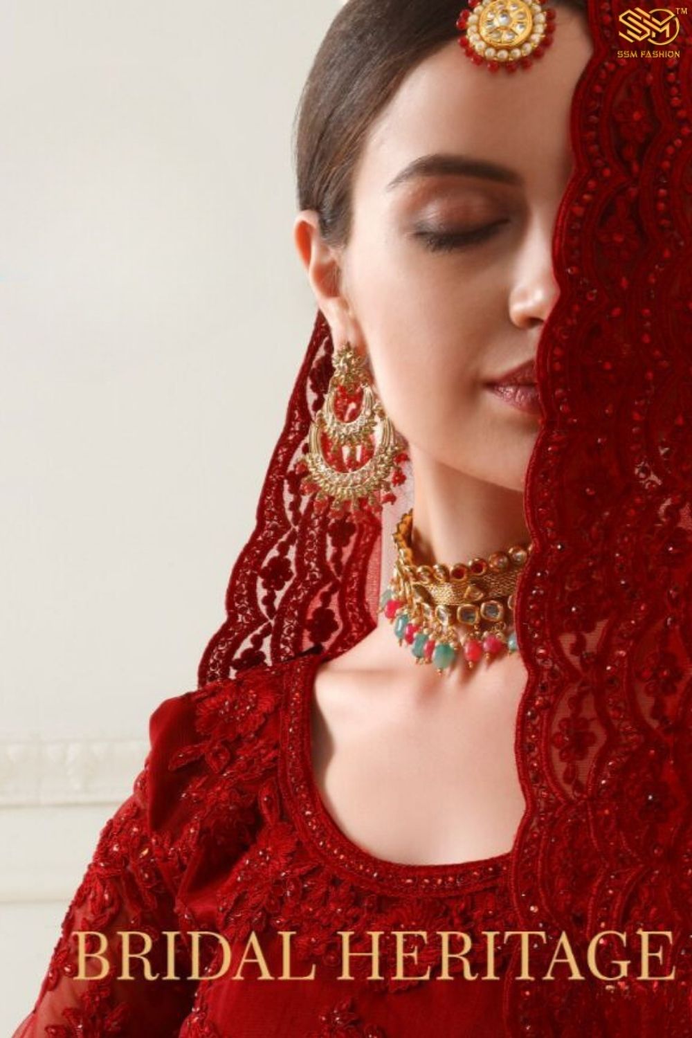 Red Lehenga with Cording Embroidered Blouse